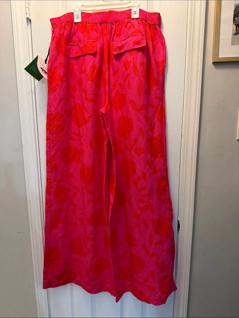 kate spade pink and red floral midi skirt